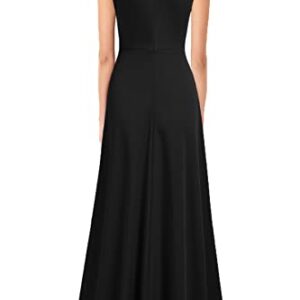 MUSHARE Women's V Neck Sleeveless Split Formal Dress Cocktail Party Prom Long Dresses Black