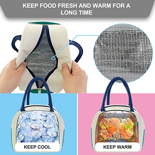 Mziart Lunch Bag for Women Men Stylish Colorful Lunch Tote Bag Leakproof Insulated Lunch Box Meal Prep Reusable Lunch Bag Bento Lunch Cooler Bag for Office Work Travel Picnic (Beige)