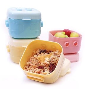 epik baby food container, prefer for daycare, 4 pack leakproof storage container with silicone lid, 4 oz, freezer, dishwasher and microwave safe, unbreakable food storage - no glass
