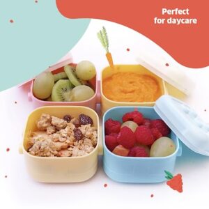 Epik Baby Food container, prefer for daycare, 4 pack leakproof storage container with silicone Lid, 4 Oz, Freezer, Dishwasher and microwave Safe, Unbreakable Food Storage - No Glass