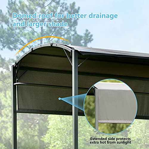 Merax 7ft Grill Gazebo, Patio Barbecue Canopy with Serving Shelf and Storage Hooks Side Awning, Curved Shelter for Outdoor Garden