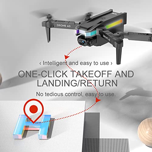 Drone with 4K Dual HD Camera, 2023 Upgradded RC Quadcopter FPV Camera Foldable Drone Toys Gift for Adults and Kids, One Key Start Speed Adjustment, 360° Altitude Hold Mode (3*Battery)