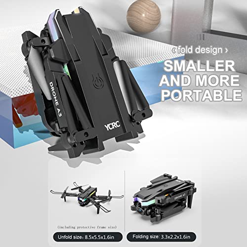 Drone with 4K Dual HD Camera, 2023 Upgradded RC Quadcopter FPV Camera Foldable Drone Toys Gift for Adults and Kids, One Key Start Speed Adjustment, 360° Altitude Hold Mode (3*Battery)