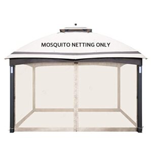 easylee gazebo universal replacement mosquito netting 10x12, 4-panel screen walls for outdoor patio with zipper, mosquito net for tent only (beige)