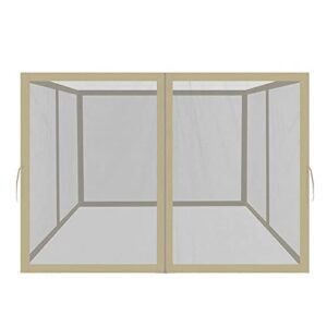 EasyLee Gazebo Universal Replacement Mosquito Netting 10x12, 4-Panel Screen Walls for Outdoor Patio with Zipper, Mosquito Net for Tent Only (Beige)