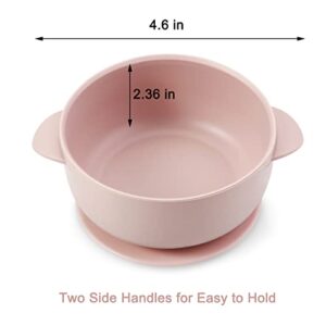 PandaEar 3 Pack Baby Bowls with Suction| Leak-Proof Stay Put Silicone Food Bowl with Lids for Babies Kids Toddlers Infants| Food Grade Soft Safe BPA-Free Silicone (Pink Rose Linen)