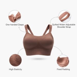 Momcozy Lycra Pumping Bra Hands Free with Fixed Padding for Good Shaping, Comfortable Support Pumping and Nursing Bra in One, Seamless Maternity Breast Pump Bra & Maternity Bra Chocolate