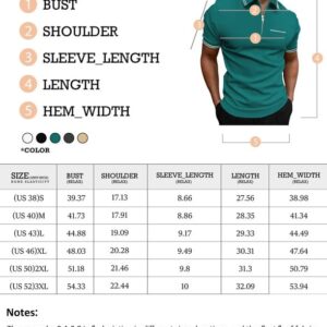 JMIERR Men's Zipper Polo Shirts Classic Lightweight Knit Striped Polos Shirt Casual Short Sleeve Golf Shirt for Men,US 43(L),Khaki