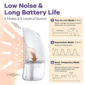 Double Hands Free Breast Pump,Wearable Breastfeeding Pump, Electric Wireless Breast Pump for Travel Office Outdoor 6oz 3 Mode & 9 Levels