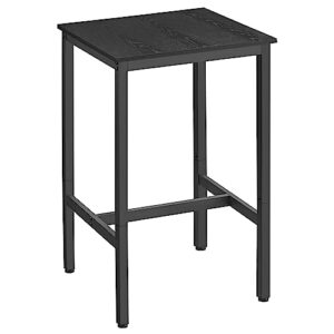 vasagle bar table, small kitchen dining table, high top pub table, height cocktail table for living room party, sturdy metal frame, 23.6 x 23.6 x 36.2 inches for narrow spaces, ebony black and black