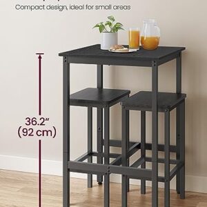 VASAGLE Bar Table, Small Kitchen Dining Table, High Top Pub Table, Height Cocktail Table for Living Room Party, Sturdy Metal Frame, 23.6 x 23.6 x 36.2 Inches for Narrow Spaces, Ebony Black and Black