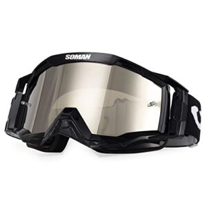 atv goggles for adult, dirt bike dirtbike goggles for men women adult kids for motocross atv utv anti uv (black)