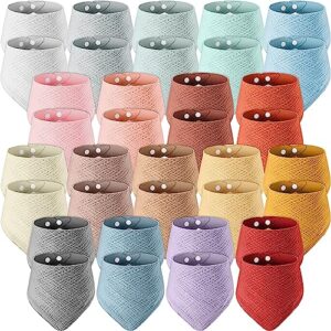 vabean 36 pack muslin baby bibs bulk cotton baby bandana drool bibs adjustable baby teething bibs for toddler infant newborn unisex boys girls, 18 solid colors