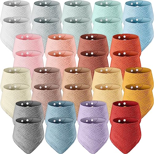 Vabean 36 Pack Muslin Baby Bibs Bulk Cotton Baby Bandana Drool Bibs Adjustable Baby Teething Bibs for Toddler Infant Newborn Unisex Boys Girls, 18 Solid Colors