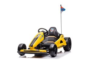 freddo toys gokart drifter 24v battery operated 1 seater car for kids with bluetooth led lights, mp3 music and leather seats outdoor drift car for boys and girls
