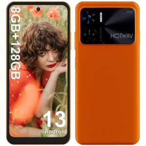 hotwav note 12 smartphone(2023 new),android 13 cellphone 8gb+128gb (1tb expandable) 48mp 6.8" hd+,6180 mah battery 20w fast charging, octa-core 4g lte dual sim face id/fingerprint/gps/nfc (orange)