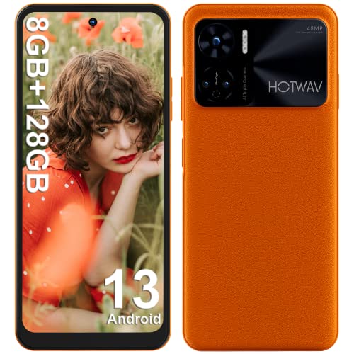 HOTWAV Note 12 Smartphone(2023 New),Android 13 Cellphone 8GB+128GB (1TB Expandable) 48MP 6.8" HD+,6180 mAh Battery 20W Fast Charging, Octa-Core 4G LTE Dual SIM Face ID/Fingerprint/GPS/NFC (Orange)