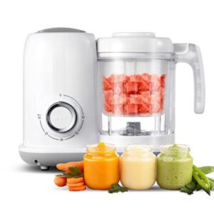 amzbabychef baby food maker, 4 in 1 baby food processor and steamer, puree blender, multifunctional baby puree maker, dishwasher safe, white