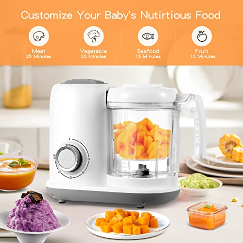 AMZBABYCHEF Baby Food Maker, 4 in 1 Baby Food Processor and Steamer, Puree Blender, Multifunctional Baby Puree Maker, Dishwasher Safe, White