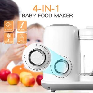 AMZBABYCHEF Baby Food Maker, 4 in 1 Baby Food Processor and Steamer, Puree Blender, Multifunctional Baby Puree Maker, Dishwasher Safe, White