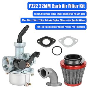 YOXUFA 22mm Carb PZ22 Carburetor Air Filter Kit for 125cc 110cc Pit Dirt Bike ATV XR CRF50 SSR 70cc 90cc TaoTao DB14 DB24 Coolster Apollo Blazer 4 Stroke engine 4 Wheeler Quad Parts