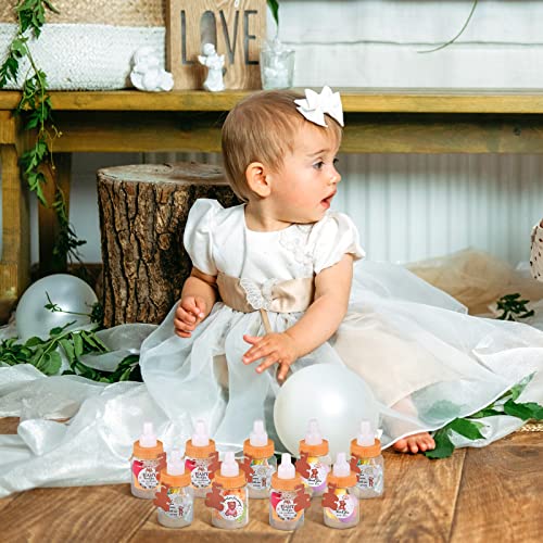 48 Pcs 1.5 x 3.4 Inch Mini Baby Bottle Shower Feeding Bottle Favor with 500 Adhesive Baby Shower Thank You Stickers and 48 Pcs Bear Shaped Decors for Baby Shower Party