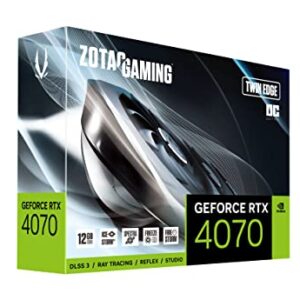 ZOTAC Gaming GeForce RTX 4070 Twin Edge OC DLSS 3 12GB GDDR6X 192-bit 21 Gbps PCIE 4.0 Compact Gaming Graphics Card, IceStorm 2.0 Advanced Cooling, Spectra RGB Lighting, ZT-D40700H-10M