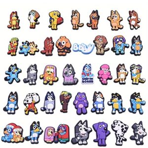 38pcs blue dog cartoon shoe charms! dog shoe decoration charms for clog sandals shoes! cute pin shoe accessories for kids girls boys party favors birthday gifts!