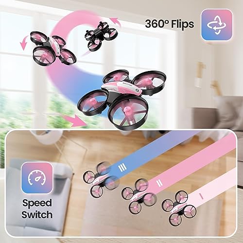 Holy Stone Mini Drone for Kids 8-12 and Beginners HS210 Pink RC Nano Quadcopter Indoor Drone with Circle Fly, Auto Hovering, 3D Flip, and Headless Mode, Great Gift Toy for Boys and Girls