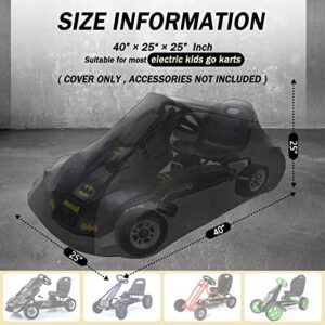 Iceberg Elf Pedal Go Kart Cover,Go Kart for Kids Covers Waterproof,(40" L x 25" W x 25" H) Black, Uv Protection, Dustproof and Rainproof Four-Season Outdoor Protective Cover