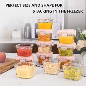 Luvan 6oz Baby Food Storage Containers, 12-Pack Baby Food Jars with Lids LeakProof, Baby Food Containers Glass Stackable, Freezer/Microwave/Dishwasher Safe, Ideal for Fruit Purees and Vegetable Mashes