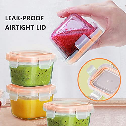 Luvan 6oz Baby Food Storage Containers, 12-Pack Baby Food Jars with Lids LeakProof, Baby Food Containers Glass Stackable, Freezer/Microwave/Dishwasher Safe, Ideal for Fruit Purees and Vegetable Mashes