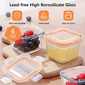 Luvan 6oz Baby Food Storage Containers, 12-Pack Baby Food Jars with Lids LeakProof, Baby Food Containers Glass Stackable, Freezer/Microwave/Dishwasher Safe, Ideal for Fruit Purees and Vegetable Mashes