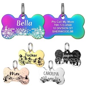 custom dog tags for pets - yehanti stainless steel pet id tag, personalized name tag, engrave dog tag with many unique and cute design, multicolor