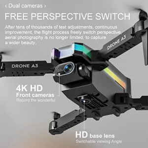 Drones with Camera for Adults Dual 4k HD FPV Camera, Remote Control Foldable Drone, Altitude Hold, Headless Mode, One Key Start Speed Adjustment, Trajectory Flight, Birthday Gift for Boys Girls