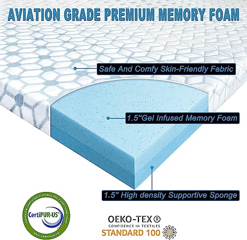 Mattress Topper Queen Size 2 Inch, Premium High-Density Memory Foam, Ventilated Design, Removable & Washable Cover, 10 Years Warranty