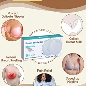 Lictin Milk Collector Catcher for Breastmilk - Breast Shells & Milk Catcher for Breastfeeding Relief (2 in 1), Protect Sore Nipples for Breastfeeding, Collect Breast Milk Leak for Nursing Moms