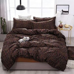 leopard duvet cover king, microfiber 3 pieces leopard bedding set king, cheetah print king bedding duvet, 1 duvet cover +2 pillowcases, with zipper closure, durable, easy care (no comforter)