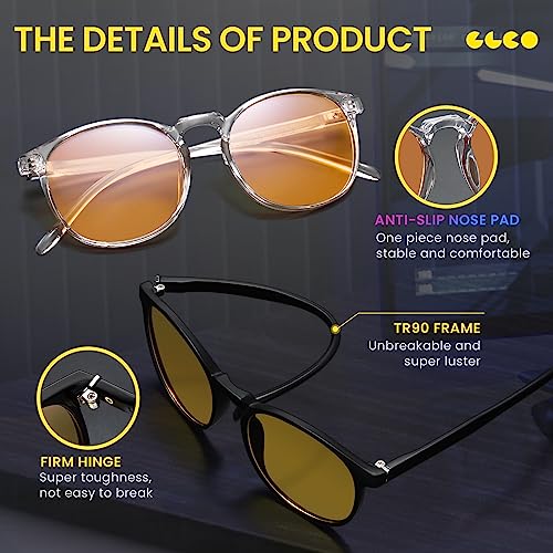 IBOANN 3 Pack Blue Light Blocking Glasses Women/Men, Fake Vintage Eyeglasses with Clear Lens,Fashion Round Retro Frame