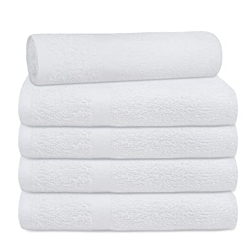 TOALLA (Pack of 12 White Bath Towels Bulk 24x48 Inches - Economy Cheap Bath Towels for Commercial Uses, Gym, Salon, Spa & Hair -Lightweight Bath Towels Quick Drying -Bath Towels Sets Bulk