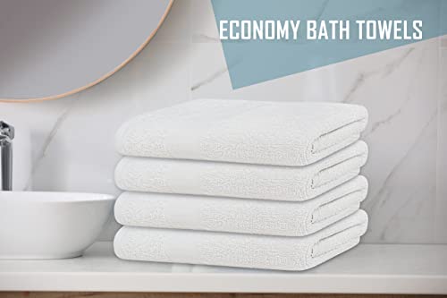 TOALLA (Pack of 12 White Bath Towels Bulk 20x40 Inches -100% Cotton Economy Cheap Bath Towels for Commercial Uses, Gym, Salon, Spa & Hair -Lightweight Bath Towels Quick Drying -Bath Towels Sets Bulk