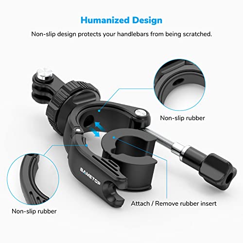 Sametop Handlebar Clamp Mount Motorcycle Bike Pole Mount Compatible with GoPro Hero 11 10 9 8 7 6 5 Session DJI Action Cameras - 360 Degree Rotation