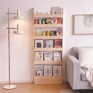 heehee solid wood bookshelf bookcase book shelf organizer for books, toy storage bookshelf rack wall for kids and adults (width 23.6in (60cm))