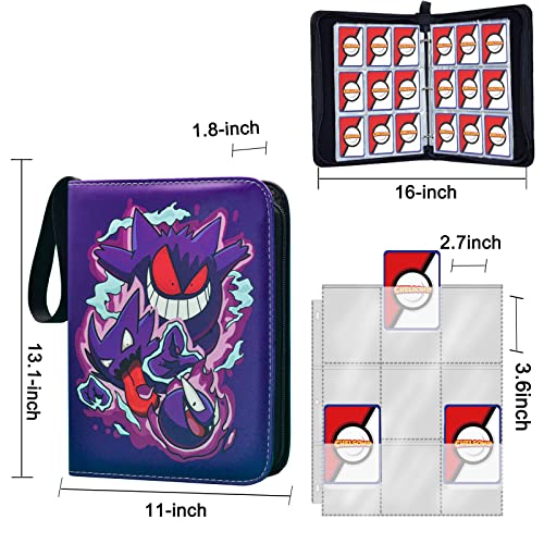 Card Binder for Cards, 9-Pocket Portable Card Collector Album Holder Book Fits 720 Cards with 40 Removable Sleeves, Trading Card Binder Display Storage Carrying Case for TCG - Purple