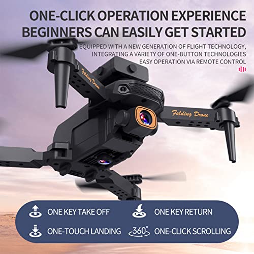 Mini Drone Foldable Dual 1080P Camera HD FPV Drone, 2.4GHz WiFi Quadcopters with Control, 3-Level Flight Speed, Gravity Control, Rolling 360°, for Adults Kids Holiday Toys Gift