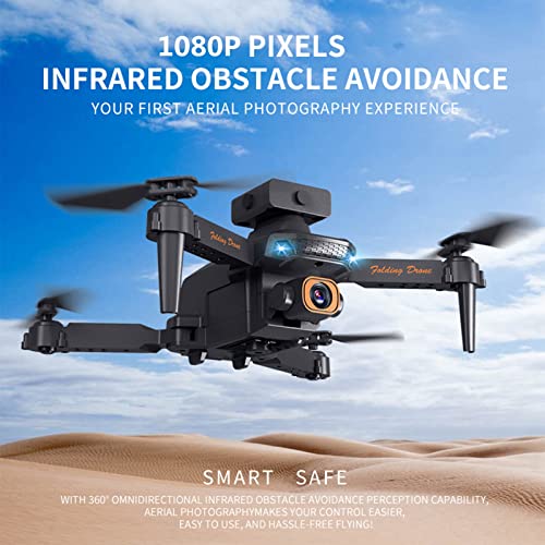 Mini Drone Foldable Dual 1080P Camera HD FPV Drone, 2.4GHz WiFi Quadcopters with Control, 3-Level Flight Speed, Gravity Control, Rolling 360°, for Adults Kids Holiday Toys Gift