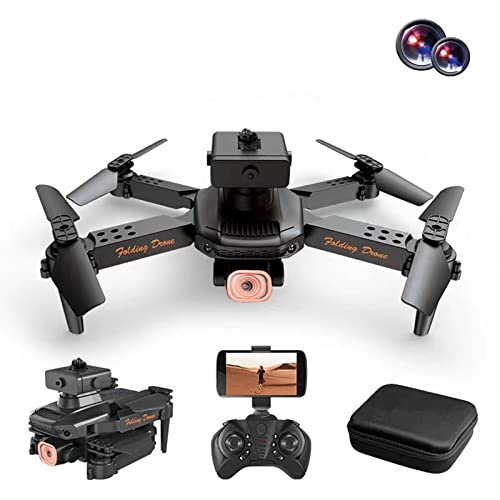 Mini Drone Foldable Dual 1080P Camera HD FPV Drone, 2.4GHz WiFi Quadcopters with Control, 3-Level Flight Speed, Gravity Control, Rolling 360°, for Adults Kids Holiday Toys Gift