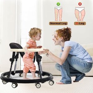 Napei Foldable Baby Walker with Wheels, Baby Walker & Activity Center for Boys Girls 6-18 Months, Enlarged Chassis Baby Walker and Bouncer Combo, Seat & Height Adjustable Toddler Walker, Anti-Rollover