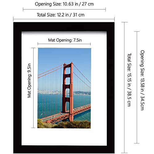 PEALSN 11x14 Picture Frame, Display Pictures 8 x 10 with Mat or 11 x 14 Without Mat for Wall Mounting Display, Photo Frames, Black