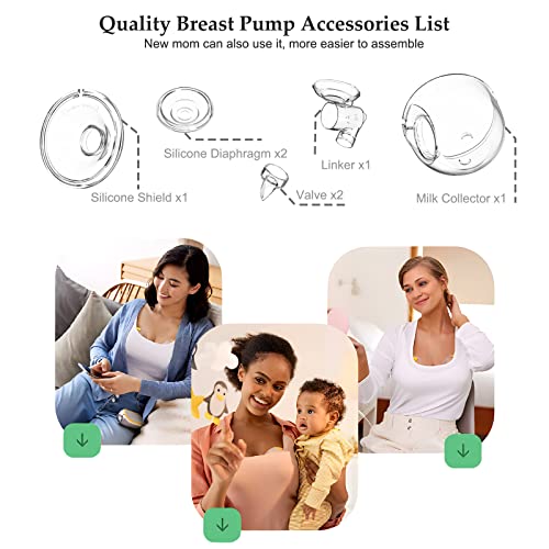 PDFans Wearable Breast Pump Parts Milk Collector Cup Accessories 24mm Compatible with Momcozy/TSRETE S9/S10/S12 Pump Replacement Parts(1 Whole Bowl), Extra 1pcs Duckbill Valve&Silicone Diaphragm